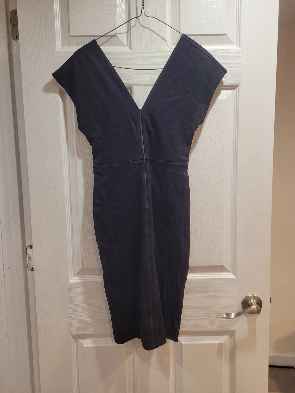 Express Deep V-Neck Navy Midi Dress